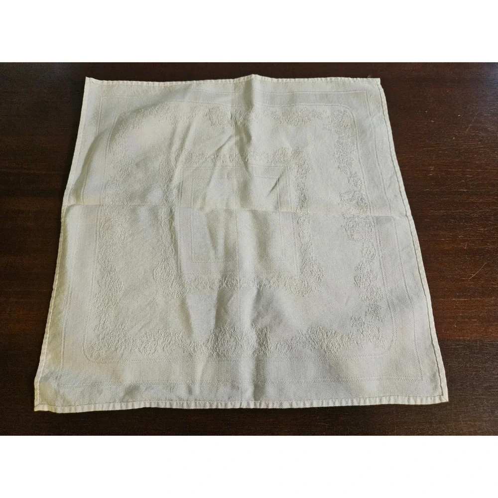 Damask Cloth Napkins Unisex 16x16 Cream Floral Scrollwork Set of 6